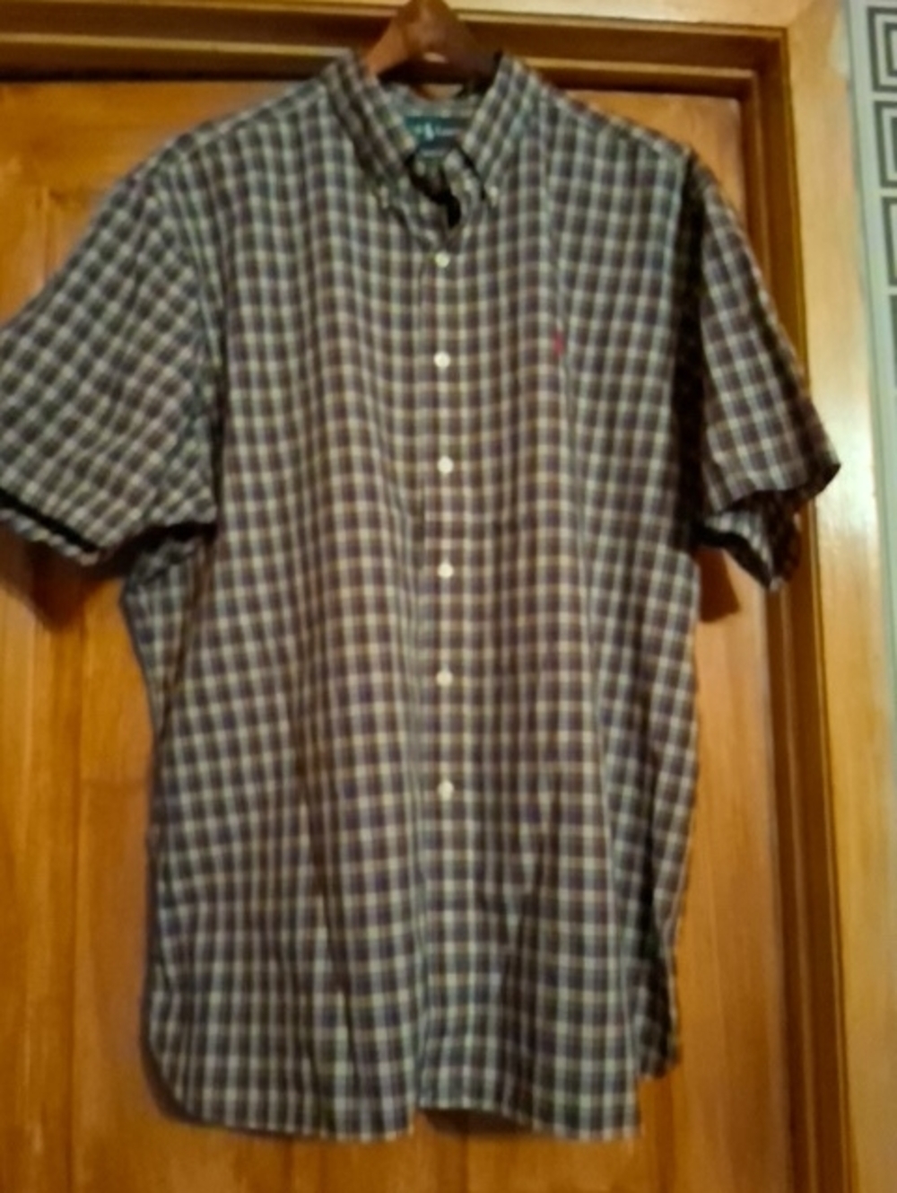 Ralph Lauren Plaid Short-Sleeve Button-Down in Navy, Gray, White